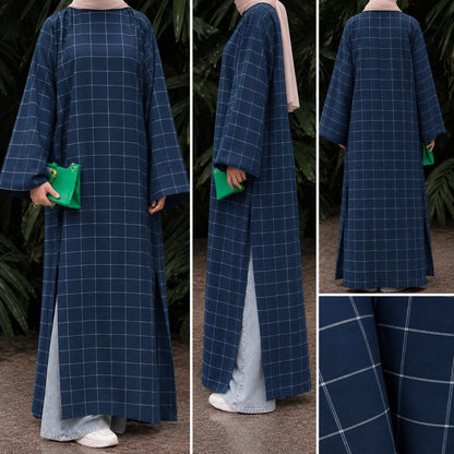 Minimal Grid Print Long Kaftan