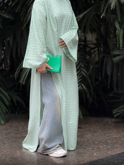 Minimal Grid Print Long Kaftan