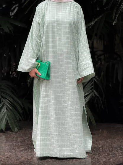 Minimal Grid Print Long Kaftan