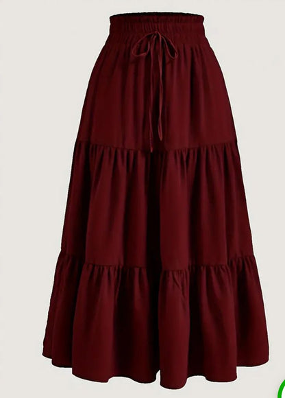 Tiered Maroon Skirt